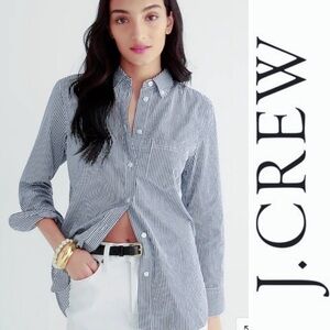 J. Crew Boy Pin Stripe Button Up Collared Shirt Blue 2